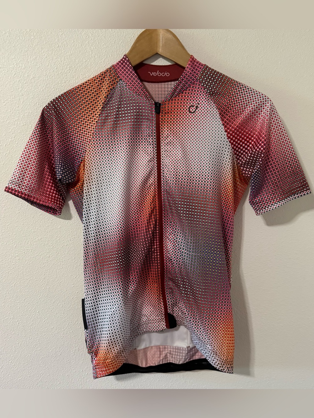 Velocio Artist Series SE Pablo Azocar Cycling Jersey Short Sleeve Red Blue Zip-M